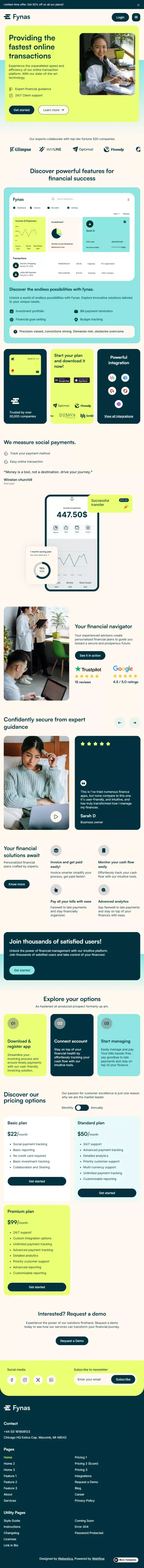 Fynas - Webflow Ecommerce website template mobile view