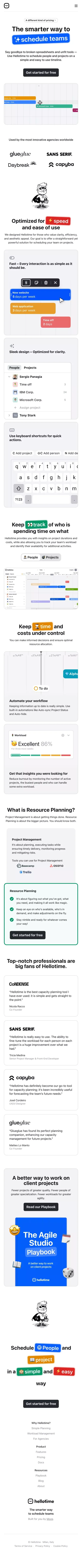 The smarter way to schedule teams | Resource Planning Software | Hellotime mobile view