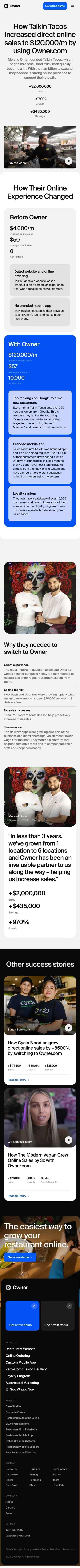 Talkin' Taco Mexican Restaurant Case Study | Owner.com mobile view