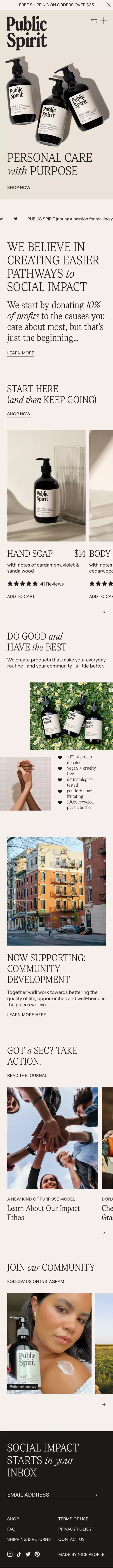 Public Spirit | Personal Care with Purpose mobile view