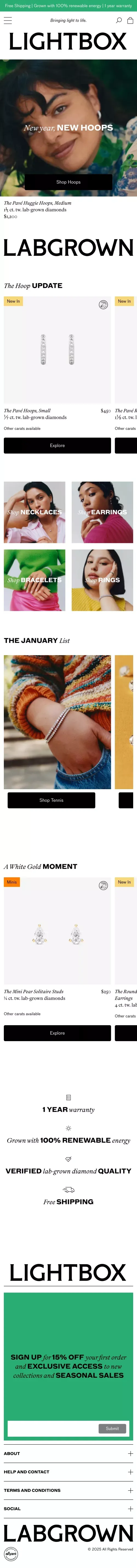 Lightbox - Lab-grown diamond jewelry mobile view