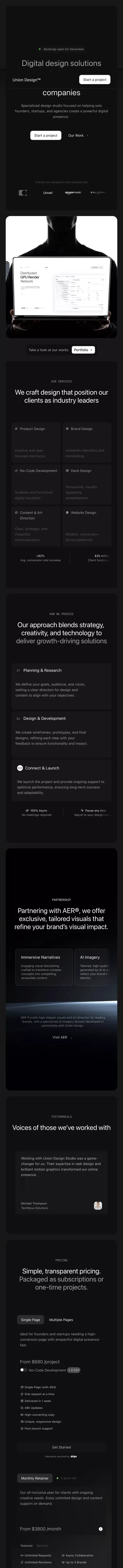 Union Design™ | Digital Design Studio for Startups & Founders mobile view