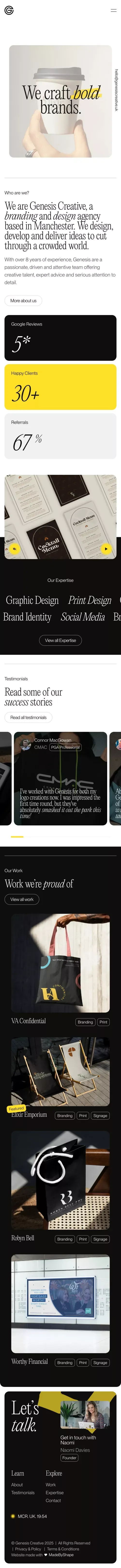 Genesis Creative | Home mobile view