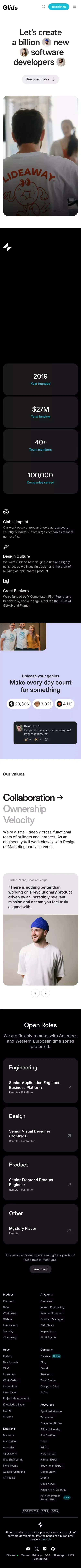 Join us | Glide mobile view