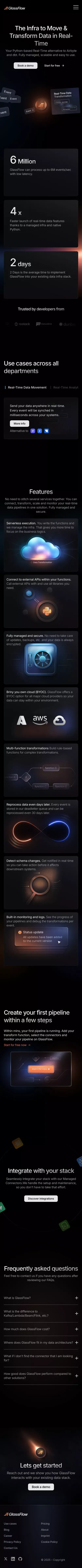 GlassFlow | Real-Time, Serverless Python Data Streaming mobile view