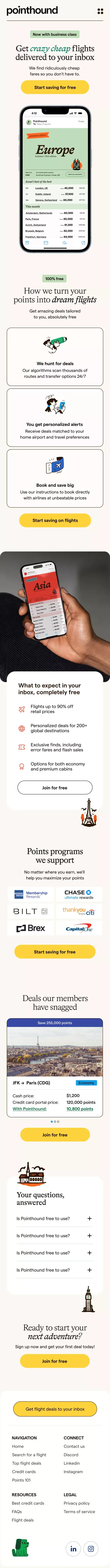 Newsletter | Pointhound mobile view