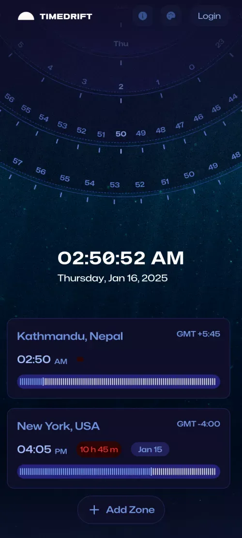Timedrift mobile view