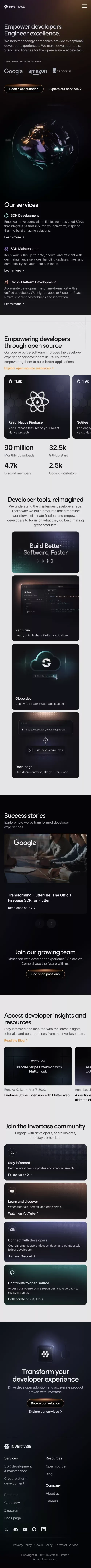 Transform Developer Experience | Invertase mobile view