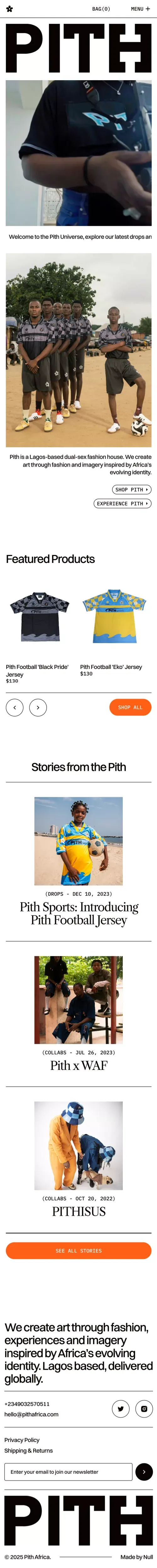 Pith Africa mobile view