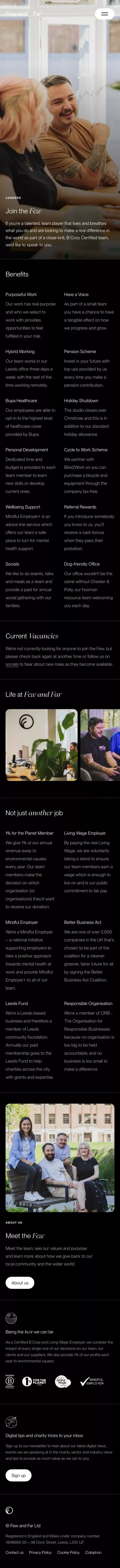 Careers – Few and Far® mobile view