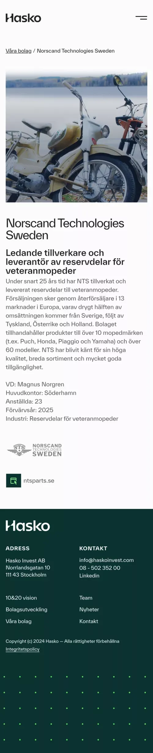 Hasko - Norscand Technologies Sweden mobile view