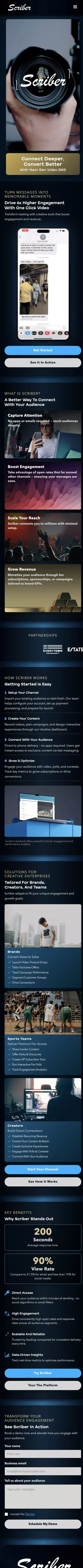 Scriber - Transform Engagement with Video SMS Marketing mobile view
