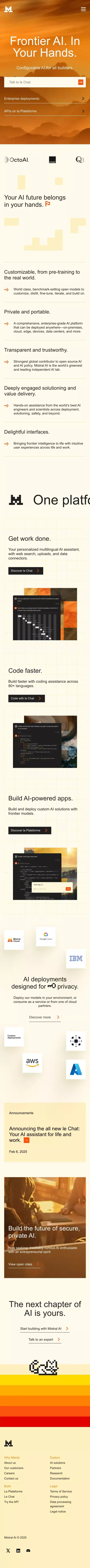 Mistral AI | Frontier AI in your hands mobile view