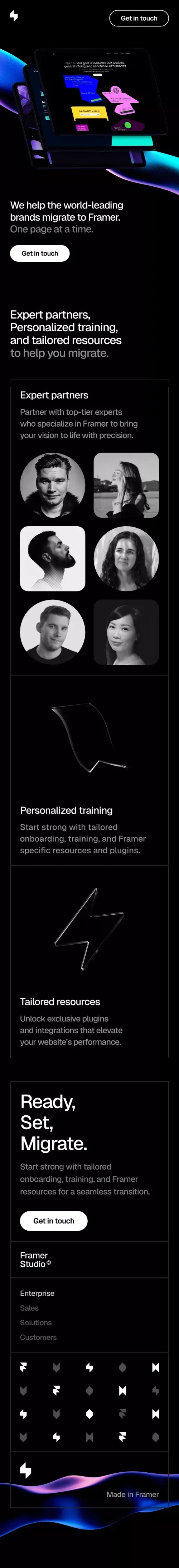 Big sites move with Framer Studio mobile view