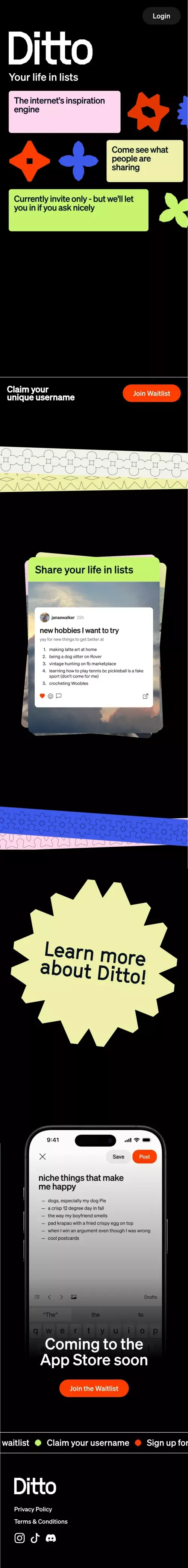 Ditto mobile view
