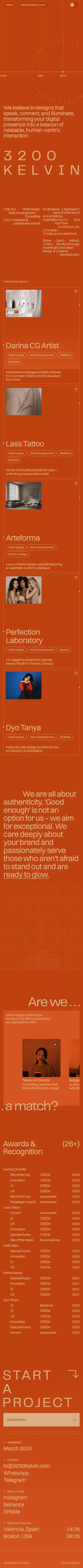 3200 Kelvin — Web Design Studio mobile view
