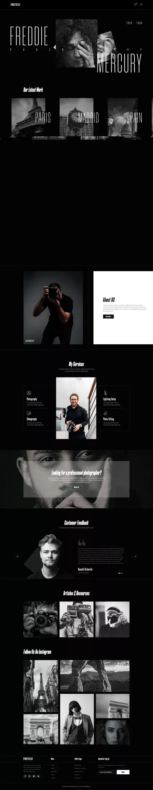 Photozai - Webflow Photography Template | Flowzai mobile view