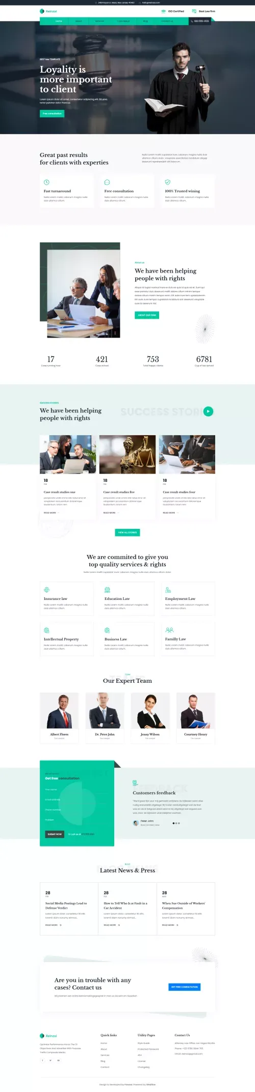 Aeinzai - Webflow Law Firm Template | Flowzai mobile view