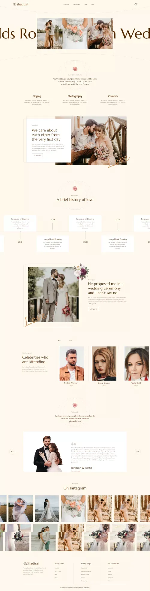 Shadizai - Wedding Webflow Template | Flowzai mobile view