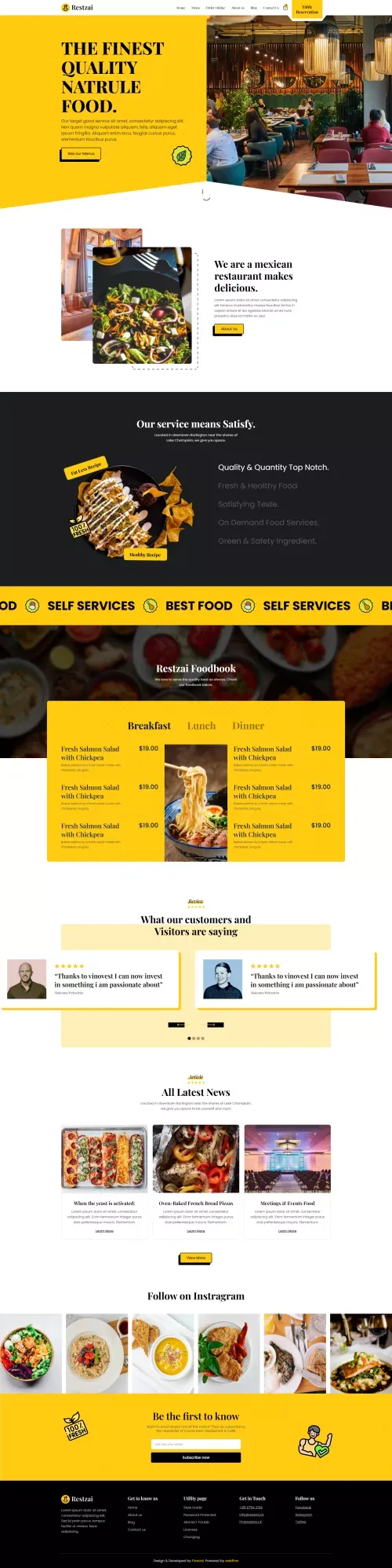 Restzai - Webflow Restaurant Template | Flowzai mobile view