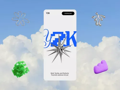 Y2K abstract 3d illustrations mobile view