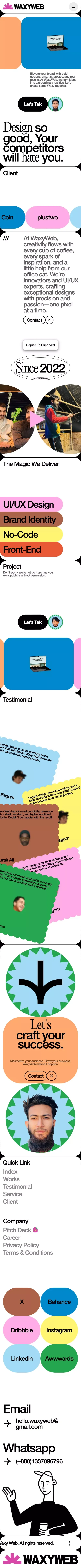 WaxyWeb mobile view