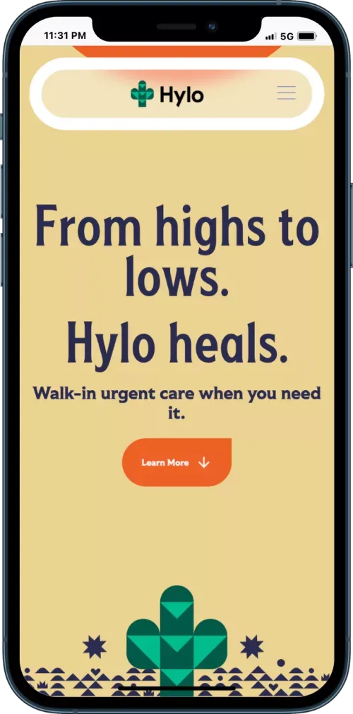 Hylo Urgent Care mobile view