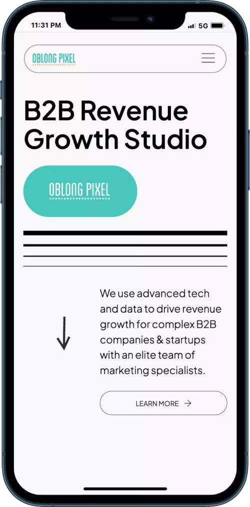 Oblong Pixel - B2B Revenue Growth Studio mobile view