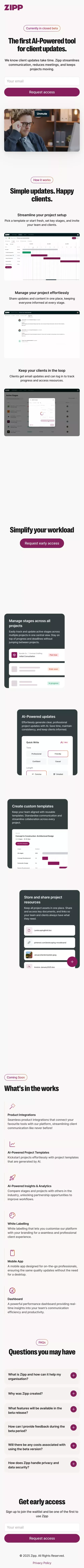 Zipp | Simple updates, happy clients mobile view