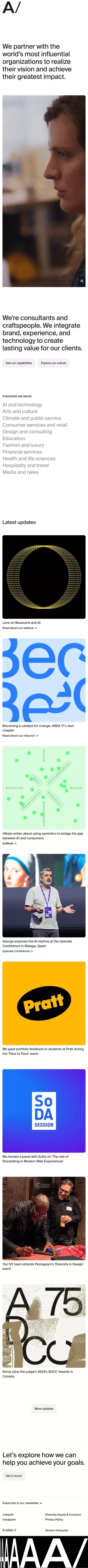 AREA 17 — Brand, experience, and technology transformation mobile view