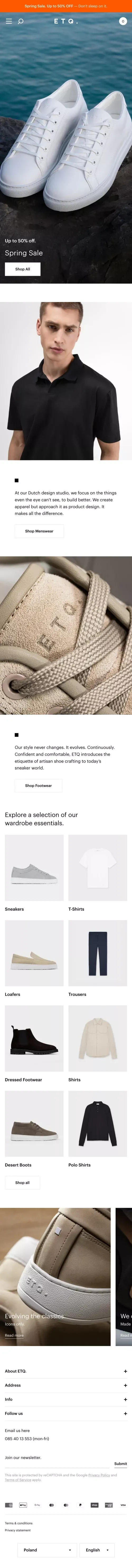 ETQ Amsterdam Online Store - Wardrobe Essentials for Men mobile view