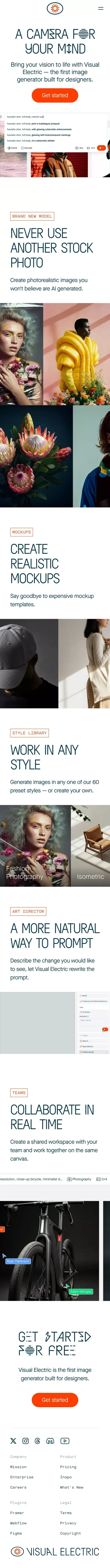 Visual Electric - AI Image Generator mobile view