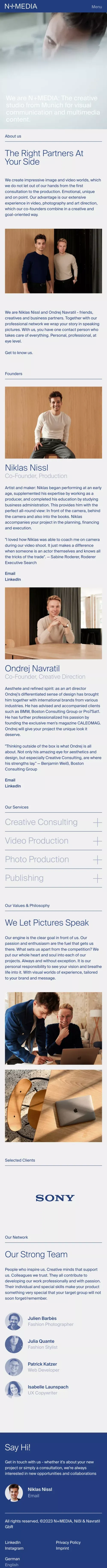 N+MEDIA | Creative Content Studio mobile view