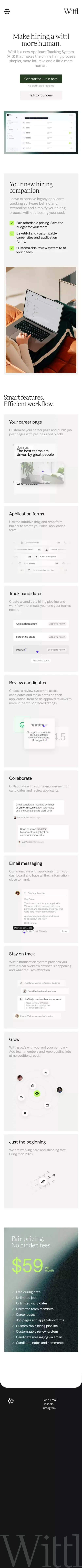 Wittl • Make hiring a wittl more human mobile view