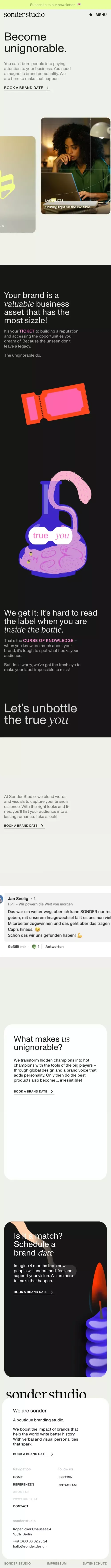 Sonder Studio – Become unignorable with branded websites mobile view