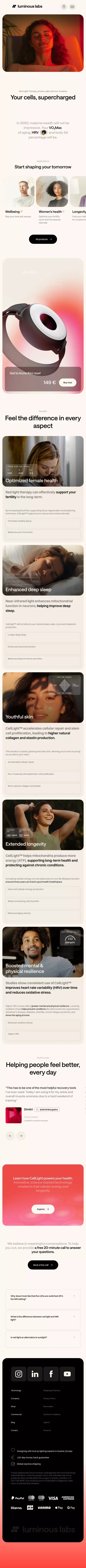 Luminous Labs mobile view