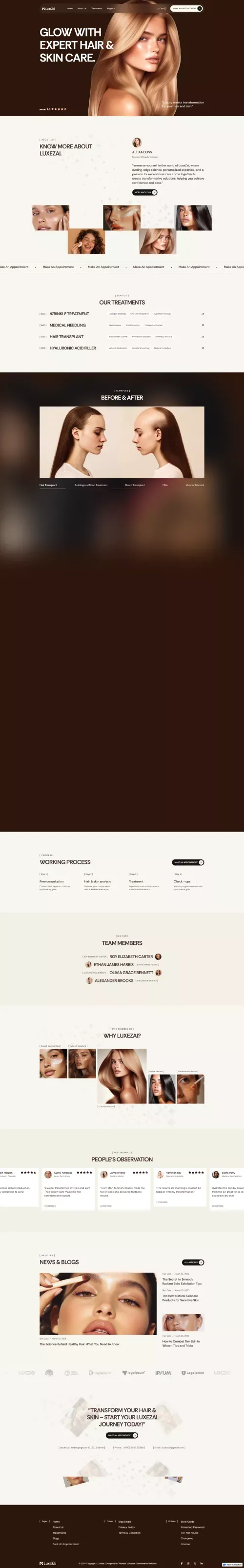 Luxezai - Hair & Skin Care Webflow Template | Flowzai mobile view