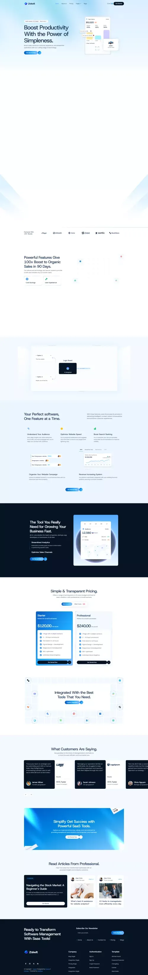 Zaiwit - SaaS & Startup Webflow Template | Flowzai mobile view