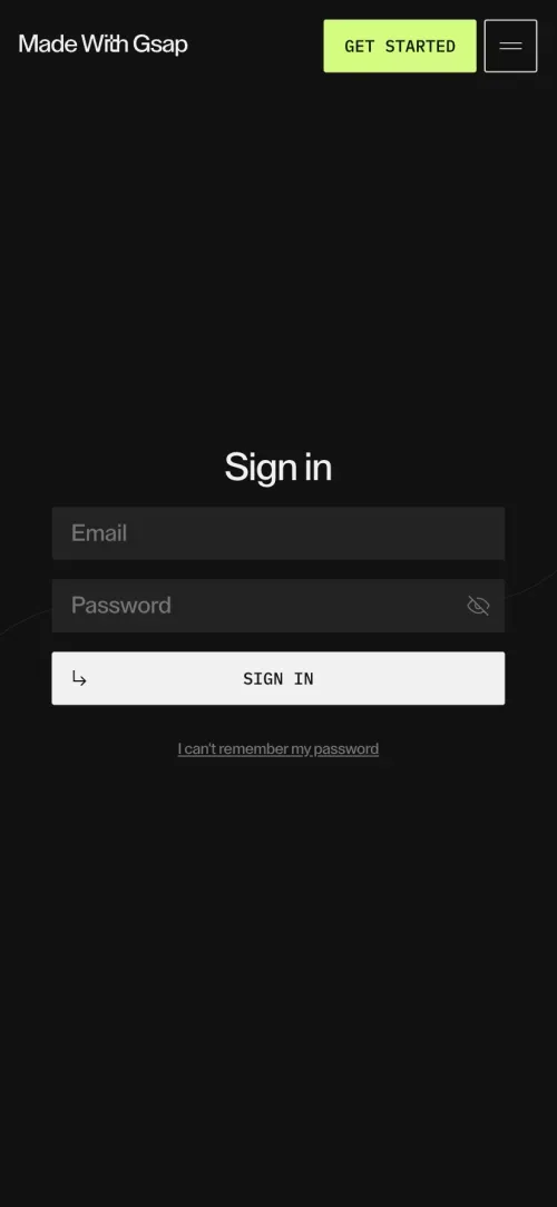 Sign in — Made With Gsap mobile view