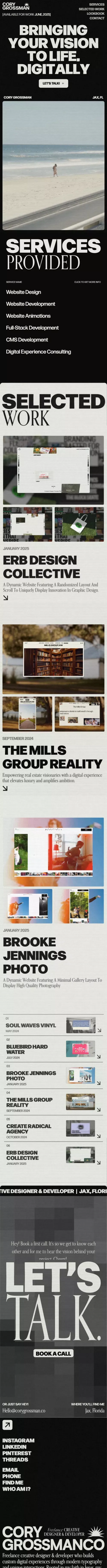 Cory Grossman - Freelance Creative Designer & Developer mobile view