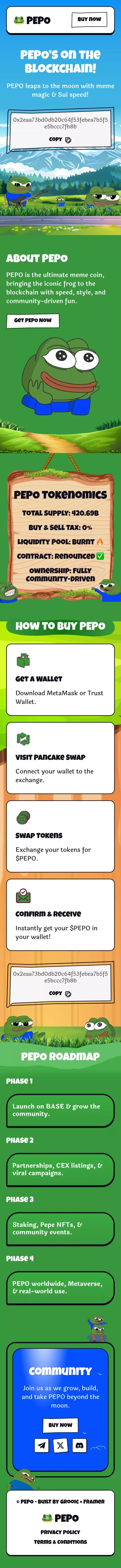 Pepo - Cryptocurrency Landing Page mobile view