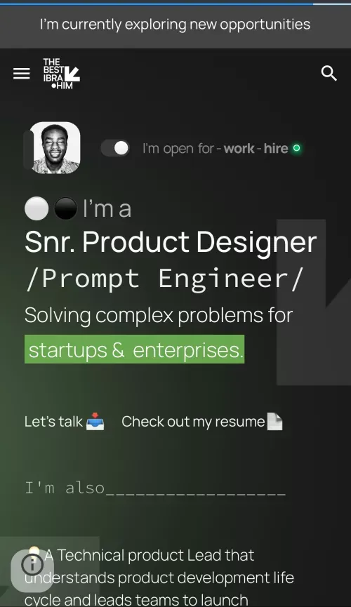 Fawaz Ibrahim • Designer mobile view