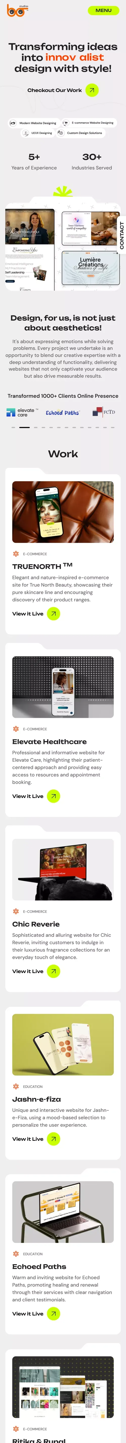 BeBoldr Studios | Modern Website Design & More mobile view
