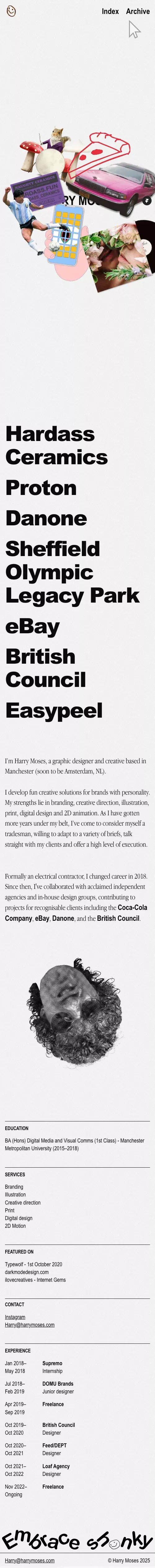 Harry Moses - Graphic Designer and Creative - Manchester, UK mobile view