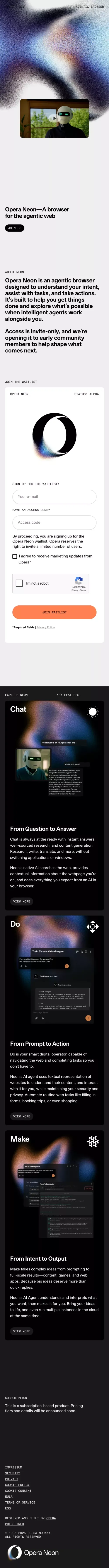 Opera Neon | Agentic AI browser | Opera mobile view