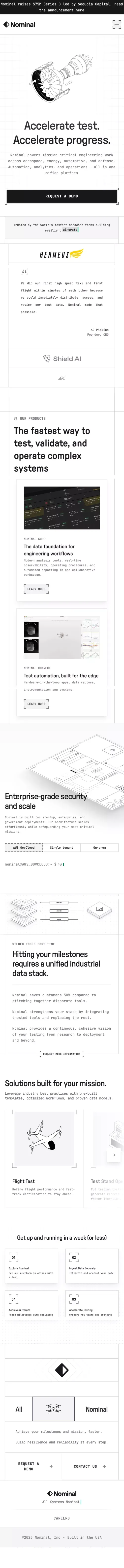 Nominal - Unified Industrial Data Stack mobile view