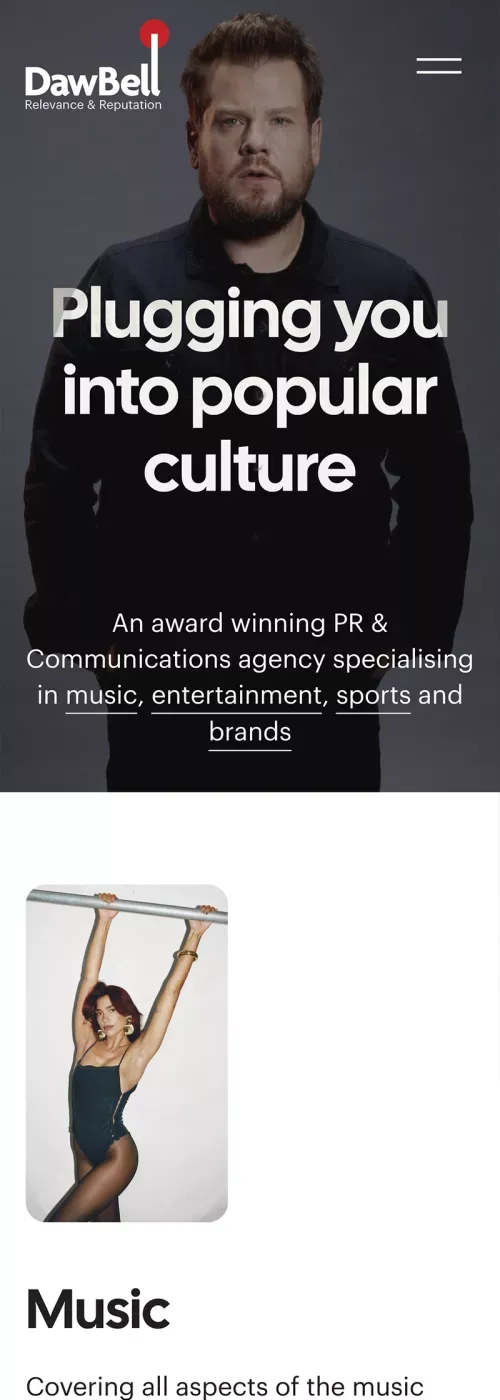 DawBell | Music PR & Entertainment PR | London mobile view