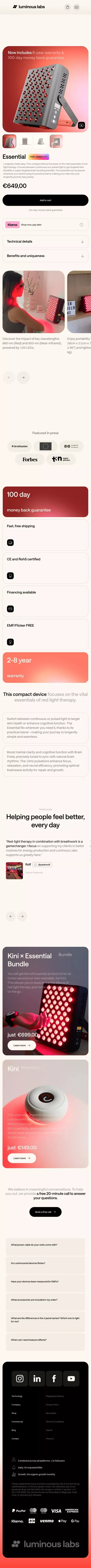 Luminous Labs | Essential mobile view
