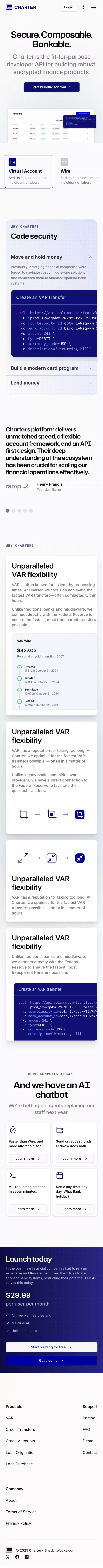 Charter - Modern Next.js Template mobile view