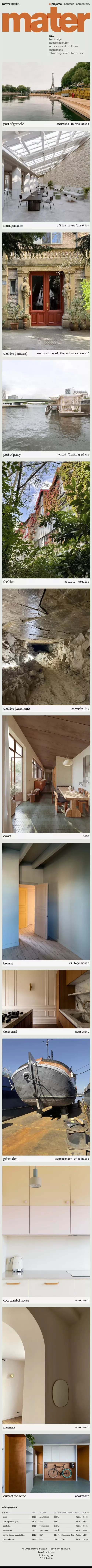 Mater Studio - Bienvenue mobile view